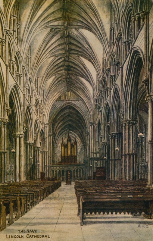 Het schip, Lincoln Cathedral door Alfred Robert Quinton