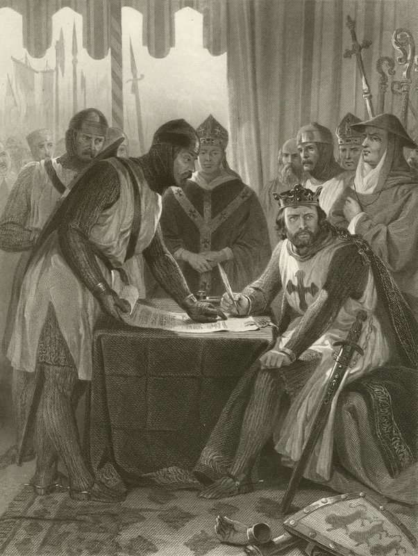 Koning John ondertekent Magna Carta, 1215 door Alonzo Chappel