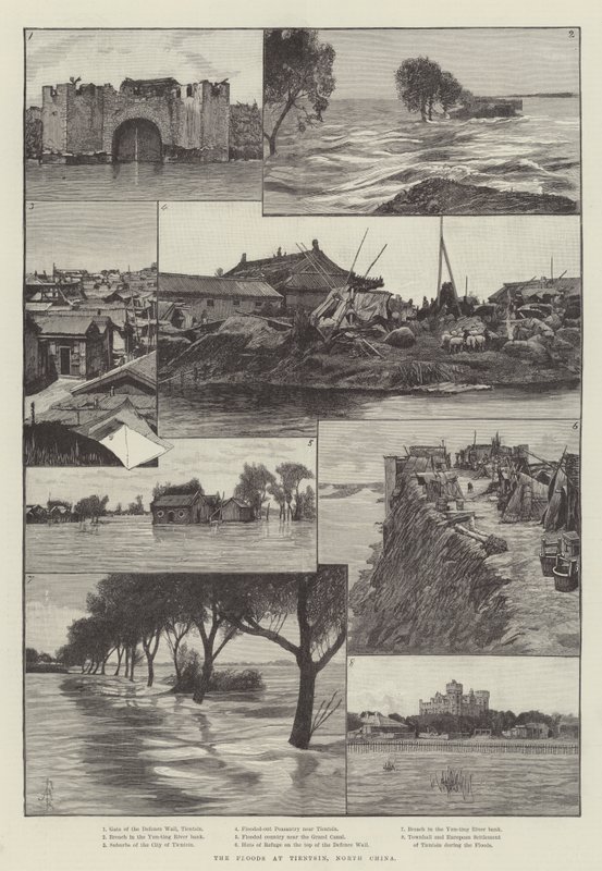 De overstromingen in Tientsin, Noord-China door Amedee Forestier