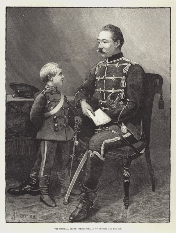 De keizerlijke kroonprins Willem van Pruisen en zijn zoon door Amedee Forestier
