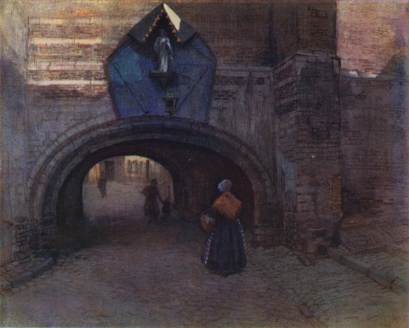 Boog onder de Vieille Boucherie, Antwerpen door after Amedee Forestier