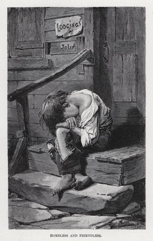 Dakloos en vriendloos (litho) door American School