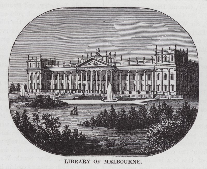 Bibliotheek van Melbourne (gravure) door American School