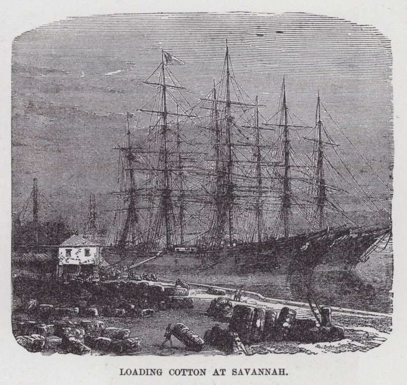 Katoen Laden in Savannah (gravure) door American School