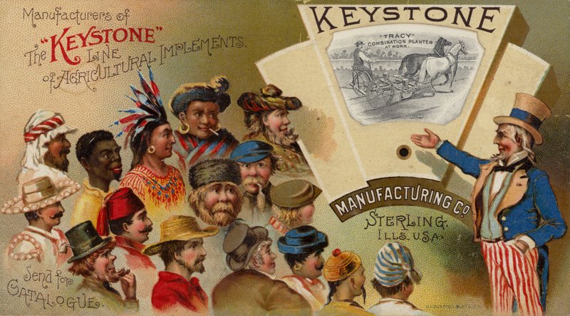 Uncle Sam adverteert Landbouwgereedschap door American School
