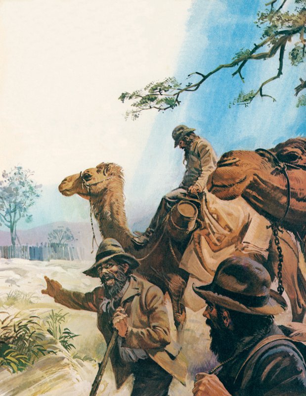 Burke en Wills (kleurenlitho) door Andrew Howat