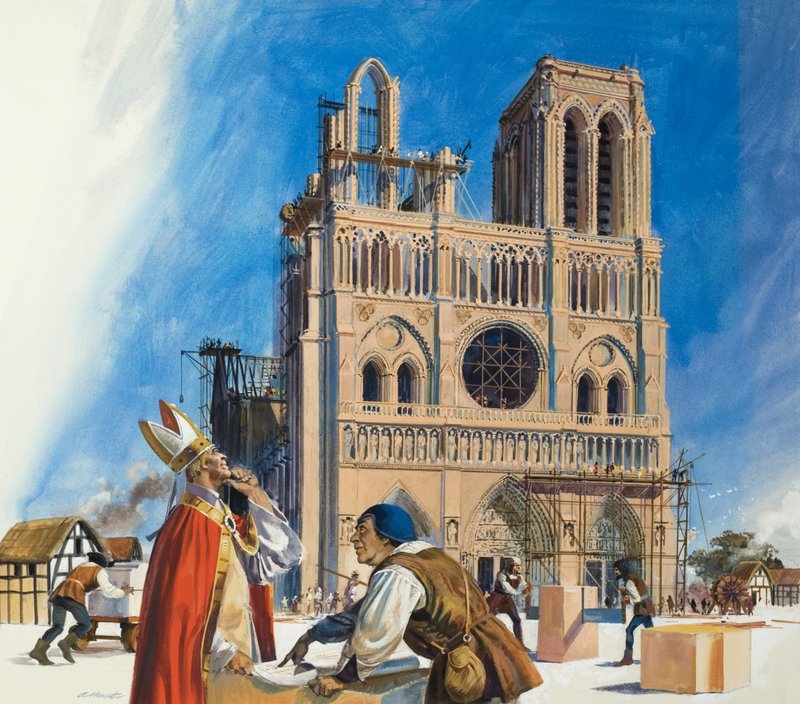 Notre Dame (gouache op papier) door Andrew Howat
