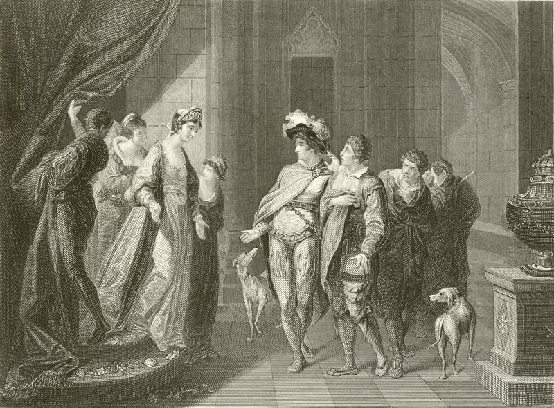 Het interview tussen Edgar en Elfrida door Angelica Kauffmann