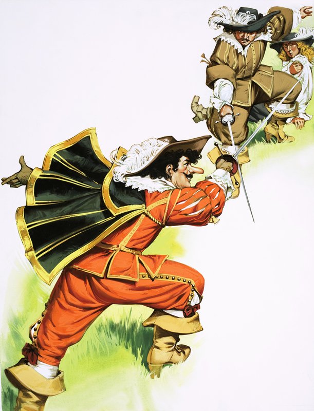 Cyrano de Bergerac in zwaardgevecht door Angus McBride