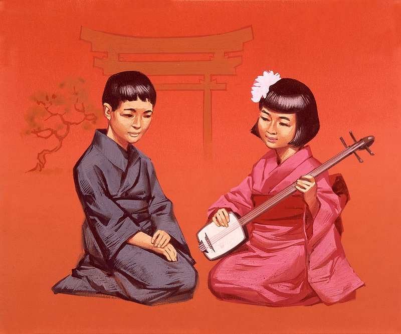 Japanse kinderen in hun nationale klederdracht door Angus McBride