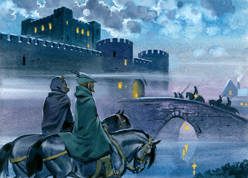 Robin Hood buiten het kasteel van Nottingham door Angus McBride