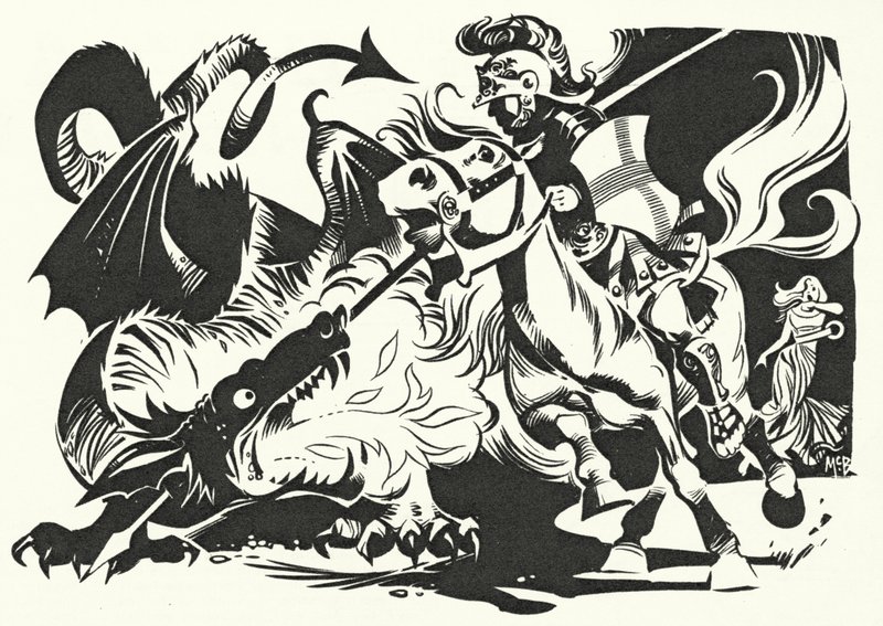 Sint Joris en de draak (litho) door Angus McBride