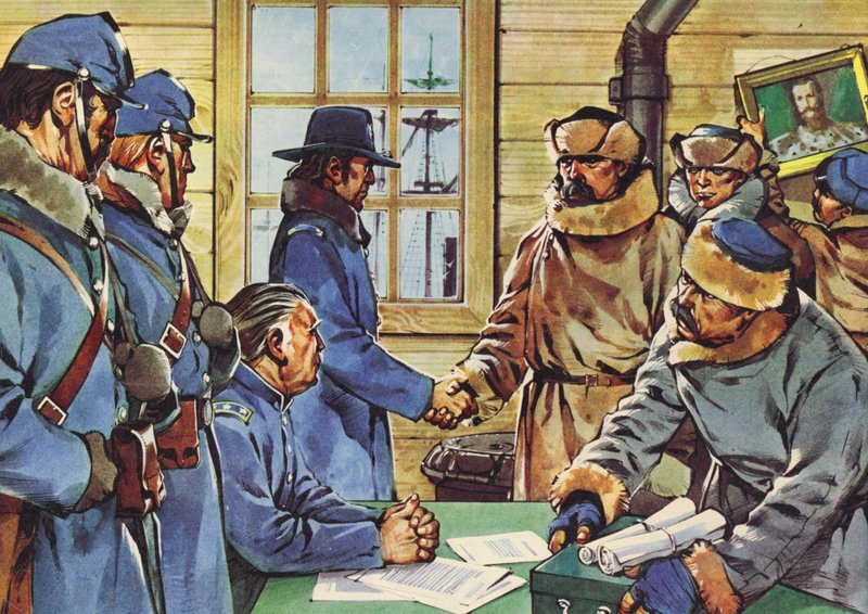 De aankoop van Alaska (kleurenlitho) door Angus McBride