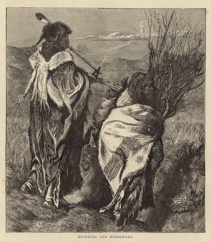 Hiawatha en Minne-Ha-Ha (gravure) door Arthur Boyd (after) Houghton