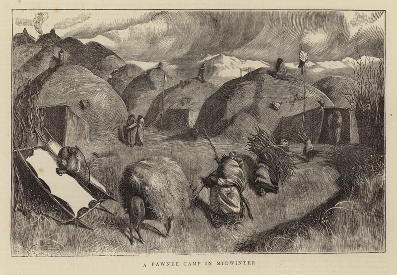 Een Pawnee-kamp in de winter door Arthur Boyd Houghton