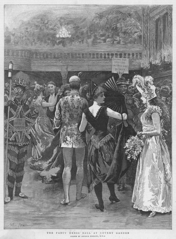 Het gemaskerd bal in Covent Garden door Arthur Hopkins