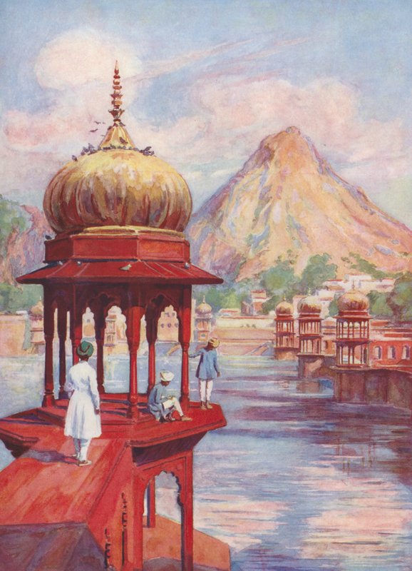 De Heilige Vijver van Alwar, India door Auguste Gerardin