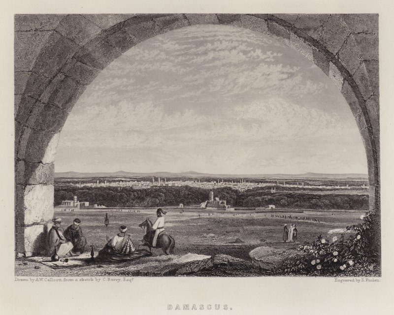 Damascus (kleur litho) door Augustus Wall (after) Callcott