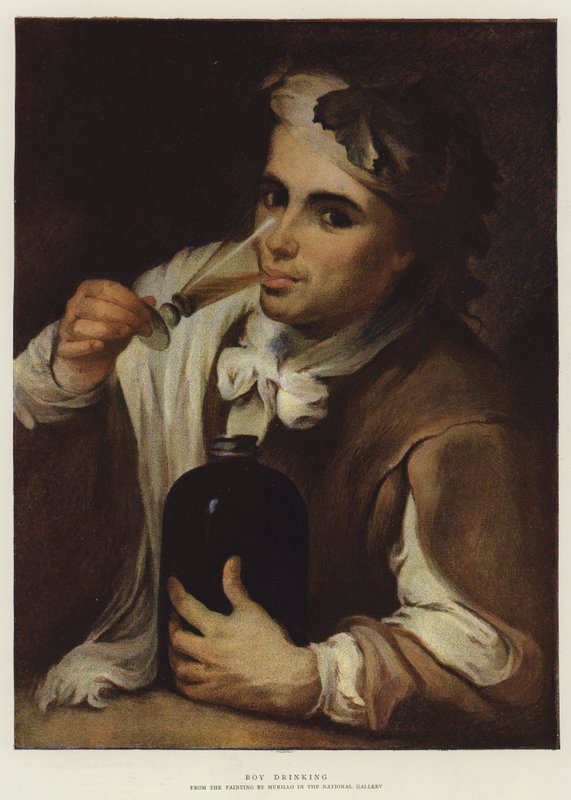 Jongen drinkt door Bartolomé Esteban Murillo