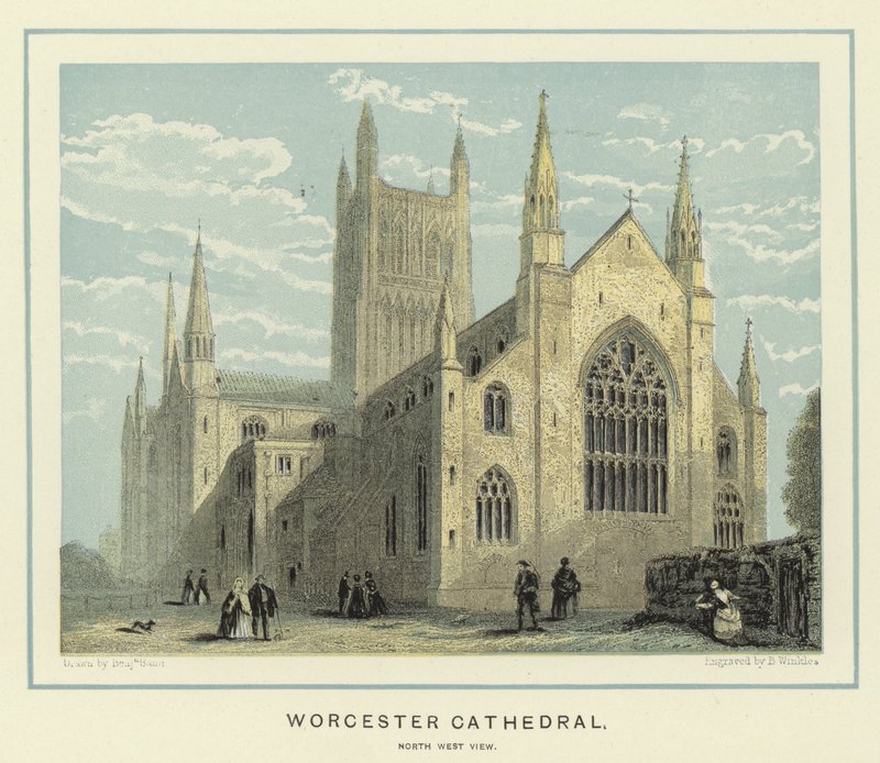 Worcester Cathedral, noordwestelijke aanzicht door Benjamin Baud