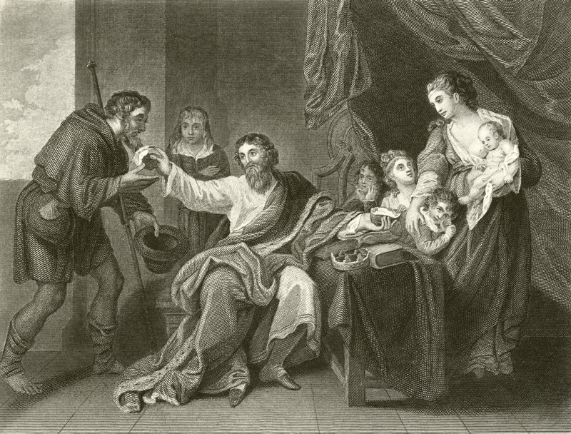 Alfred verdeelt het brood door Benjamin West