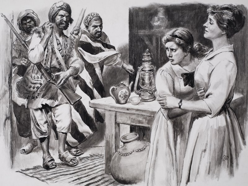 De heldin van Peshawar (gouache op papier) door C.L. Doughty