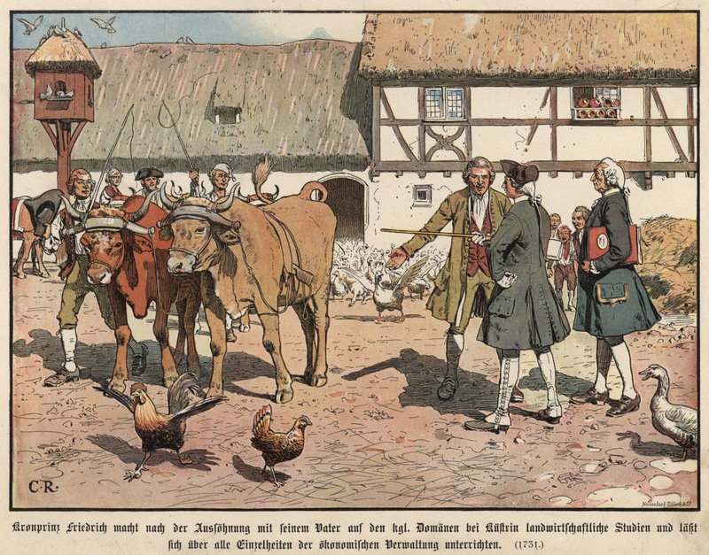 Kroonprins Frederik van Pruisen studeert landbouw door Carl Röchling