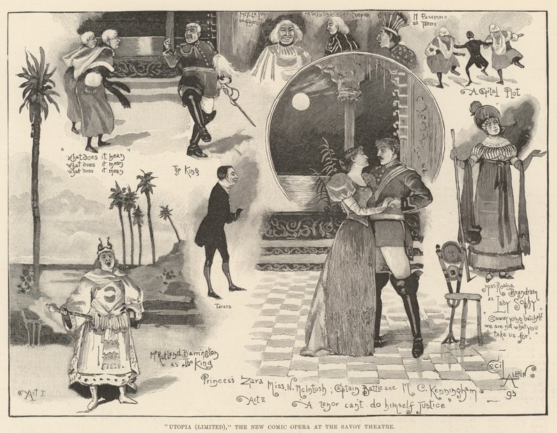 Utopia (Limited), de Nieuwe Komische Opera in het Savoy Theatre door Cecil Charles Windsor Aldin