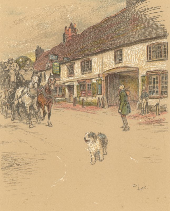 The Angel Inn, Woolhampton door Cecil Charles Windsor Aldin