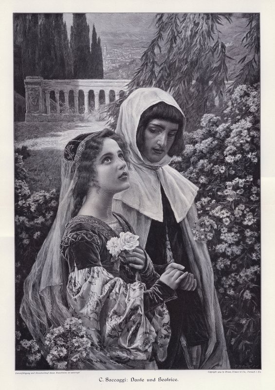 Dante en Beatrice door Cesare Saccaggi