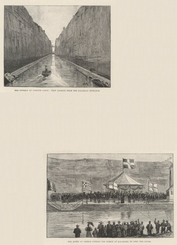 Corinth Kanaal door Charles Auguste Loye