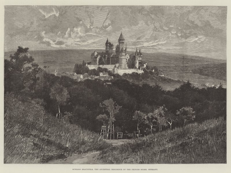 Schloss Braunfels, de voorouderlijke residentie van de prinsen Solms, Duitsland door Charles Auguste Loye