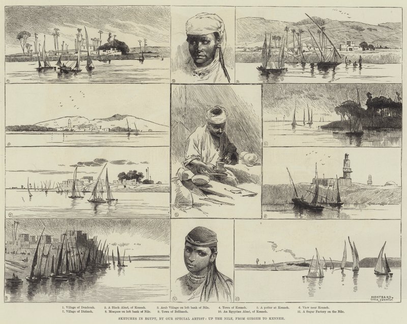 Schetsen in Egypte, de Nijl op, van Girgeh naar Kenneh door Charles Auguste Loye
