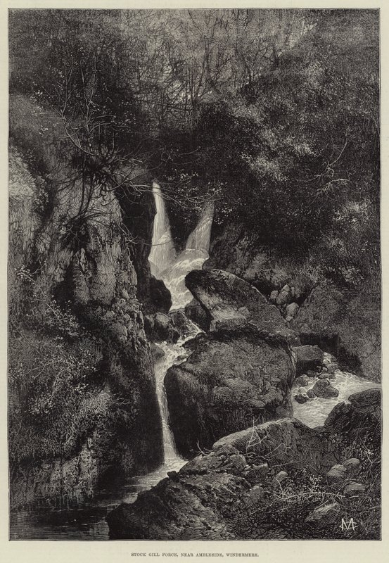 Stock Gill Force, nabij Ambleside, Windermere door Charles Auguste Loye