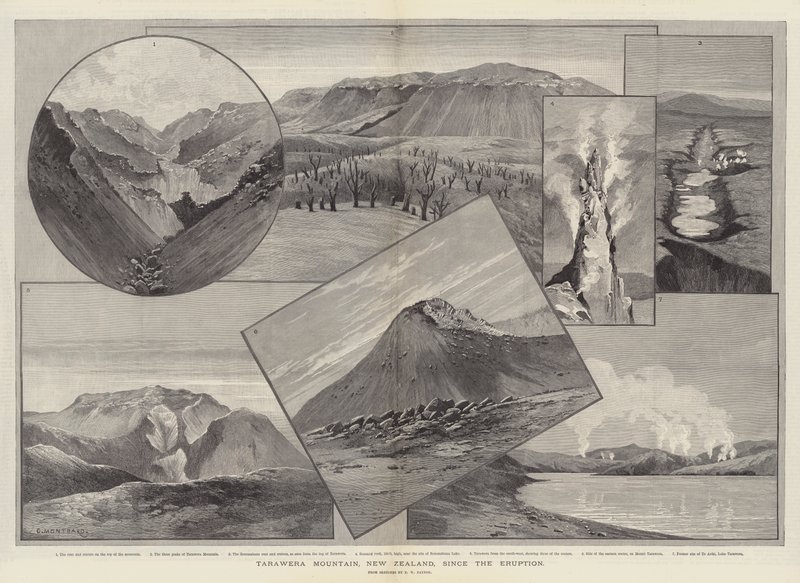 Tarawera Berg, Nieuw-Zeeland, sinds de Uitbarsting door Charles Auguste Loye