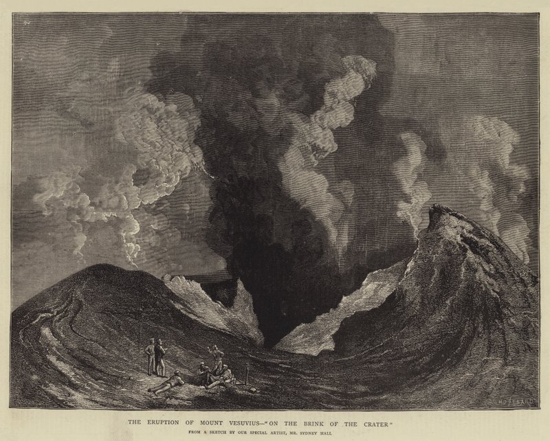 De uitbarsting van de Vesuvius, op de rand van de krater door Charles Auguste Loye