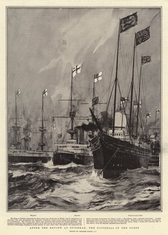 Na de Review bij Spithead, de Verspreiding van de Vloot door Charles Edward Dixon