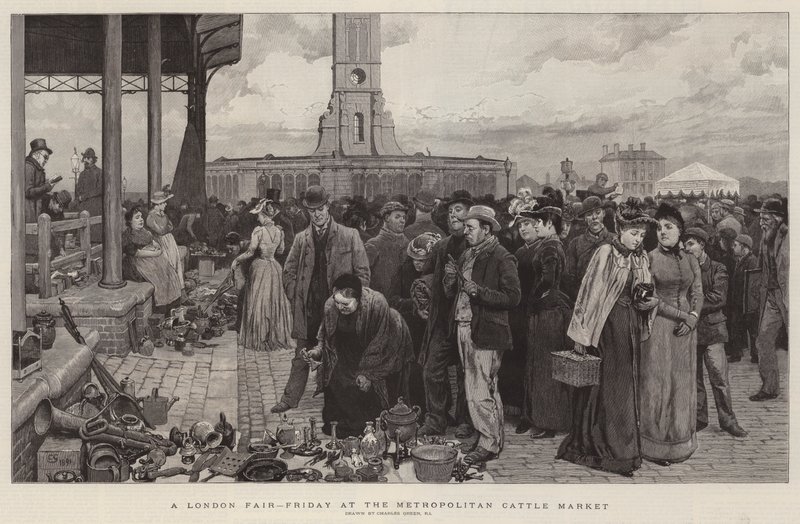 Een Londense kermis, vrijdag op de Metropolitan Cattle Market door Charles Green