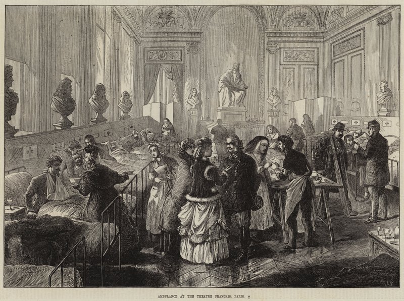 Ambulance bij het Théâtre Français, Parijs door Charles J. Staniland