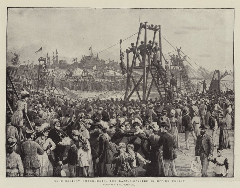Bank-Holiday Amusementen, de Razzle-Dazzles in Epping Forest door Charles J. Staniland