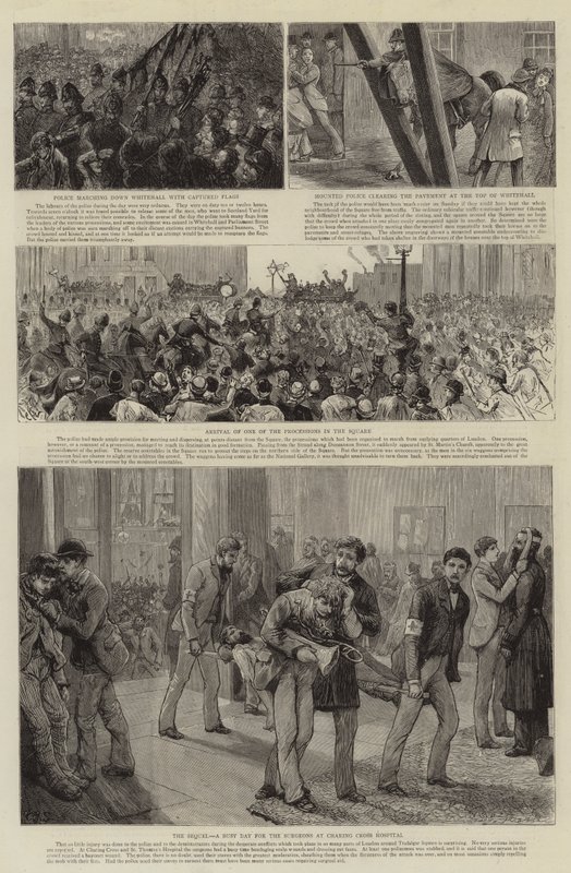 De rellen op Trafalgar Square door Charles J. Staniland