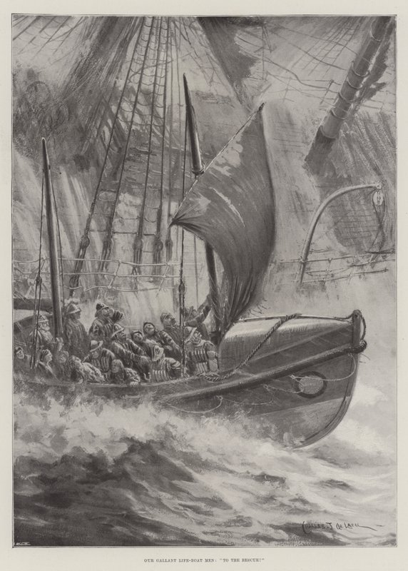 Onze Dappere Reddingsboot Mannen, Te Hulp! door Charles John de Lacy