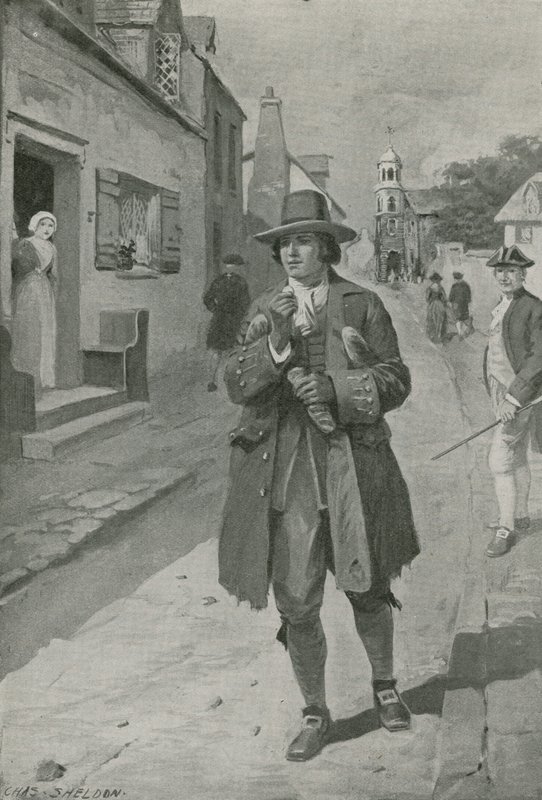 Benjamin Franklin arriveert in Philadelphia door Charles Mills Sheldon