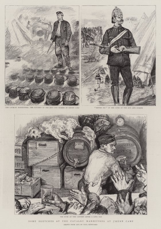 Enkele Schetsen bij de Cavalerie Manoeuvres in Churn Camp door Charles Paul Renouard