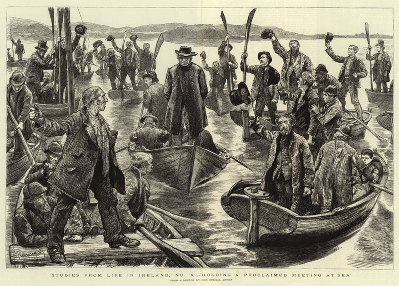Studies uit het leven in Ierland, nr. X, het houden van een uitgeroepen bijeenkomst op zee door Charles Paul Renouard