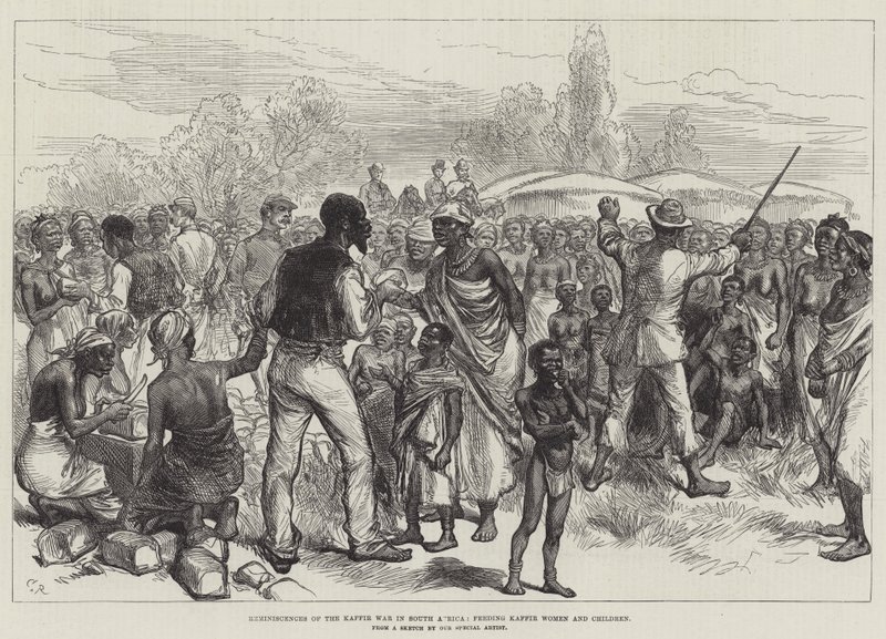 Herinneringen aan de Kafferoorlog in Zuid-Afrika, het voeden van Kaffervrouwen en -kinderen door Sir John Charles Robinson