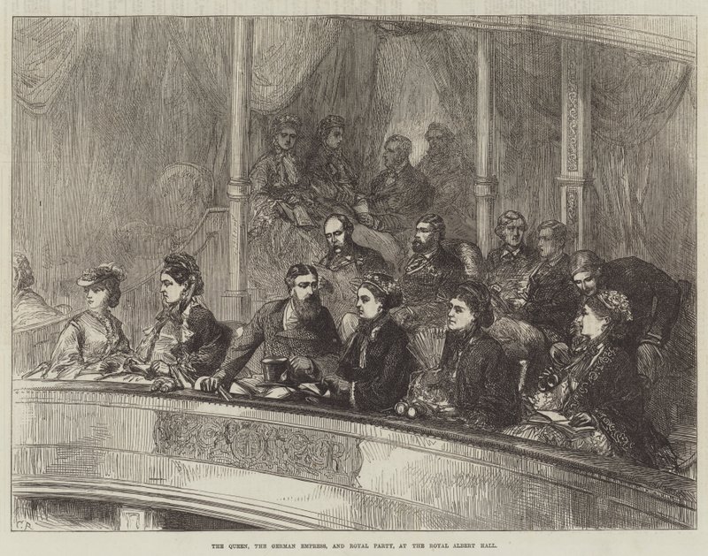 De Koningin, de Duitse Keizerin en het Koninklijk Gevolg in de Royal Albert Hall door Sir John Charles Robinson