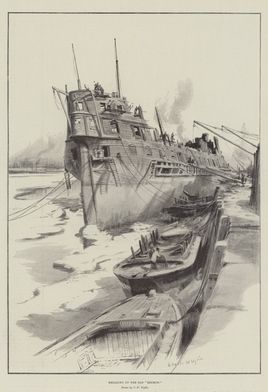 Het slopen van de Old Benbow door Charles William Wyllie