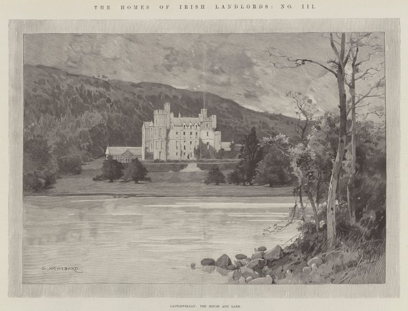 Castlewellan, het Huis en het Meer door Charles Auguste Loye