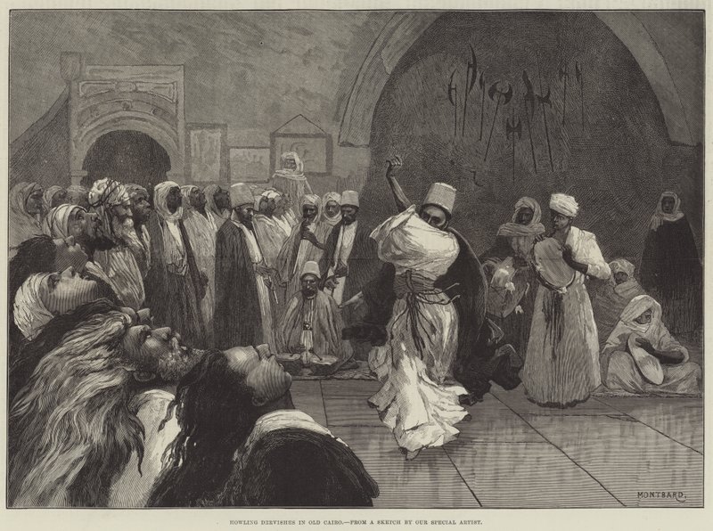 Huilende derwisjen in Oud Caïro door Charles Auguste Loye